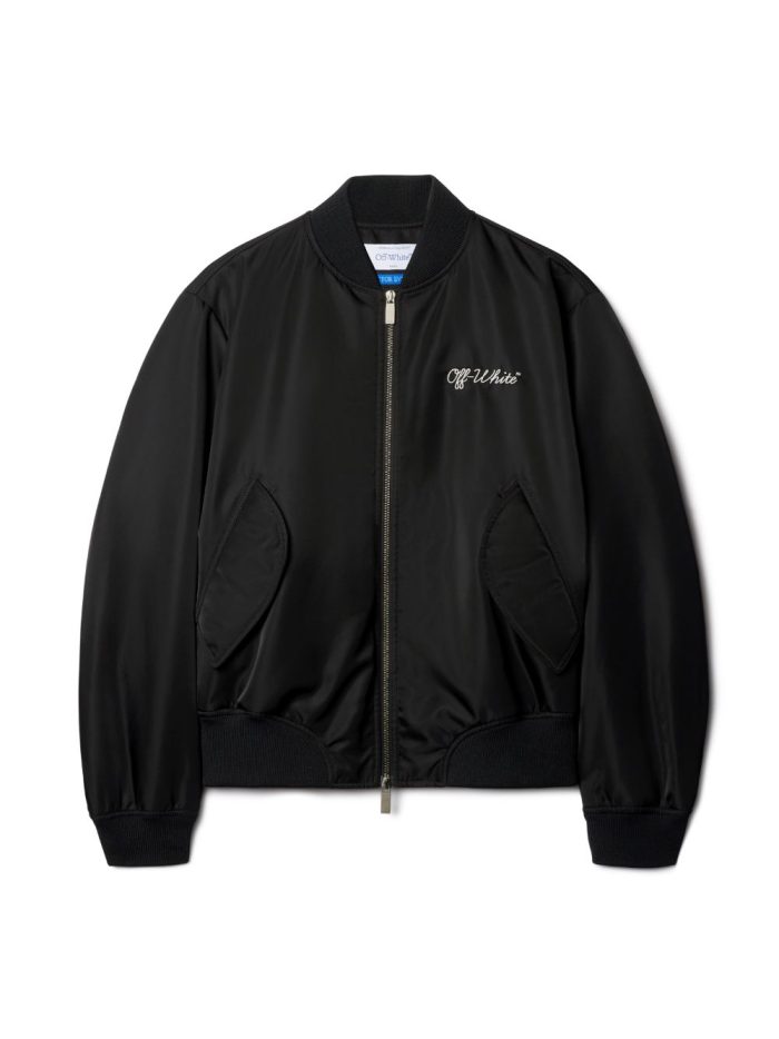 Off White Black Script Varsity Jacket