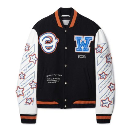Off White Black Wizard Wool Varsity Jacket