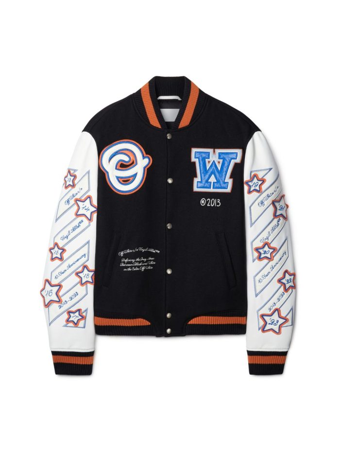 Off White Black Wizard Wool Varsity Jacket