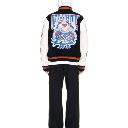 Off White Black Wizard Wool Varsity Jacket