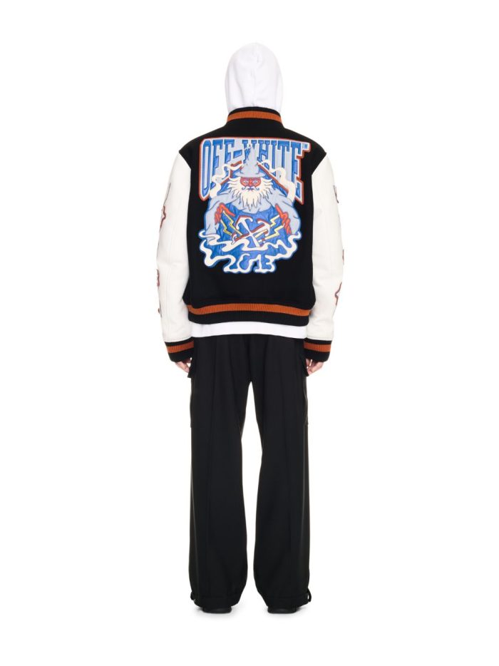 Off White Black Wizard Wool Varsity Jacket