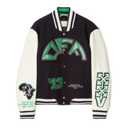 Off White Crocodile Wool Varsity Jacket