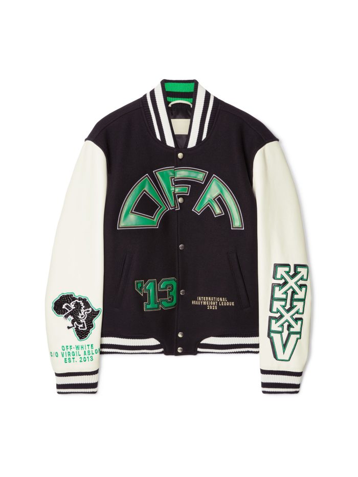 Off White Crocodile Wool Varsity Jacket