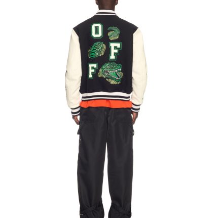 Off White Crocodile Wool Varsity Jacket