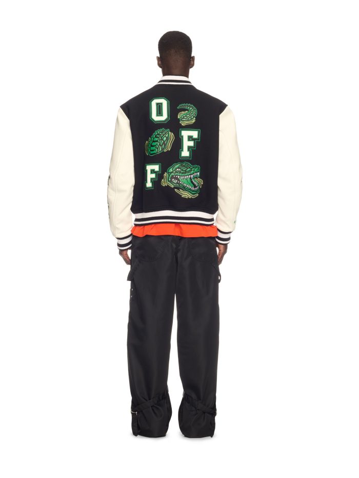 Off White Crocodile Wool Varsity Jacket
