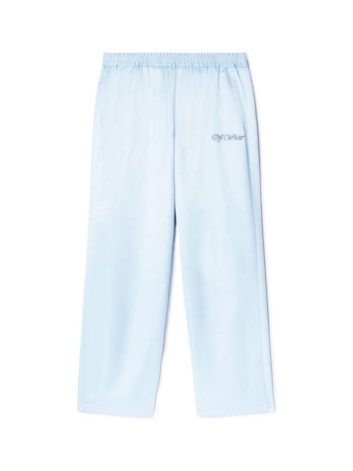 Off White Sky Blue Satin Jogger Trackpants