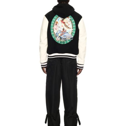 Off White Wool Black Varsity Jacket