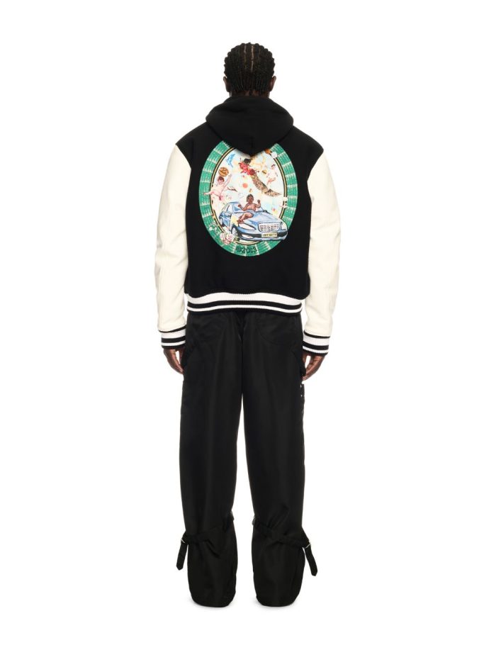 Off White Wool Black Varsity Jacket