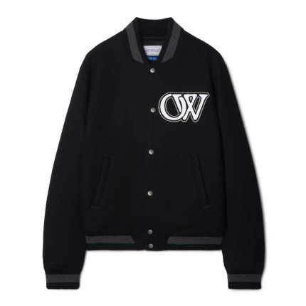 Off White Wool Varsity Bomber