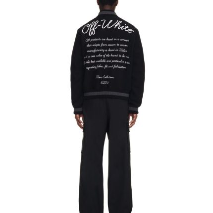 Off White Wool Varsity Bomber
