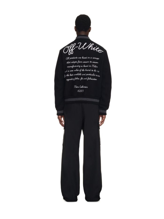 Off White Wool Varsity Bomber