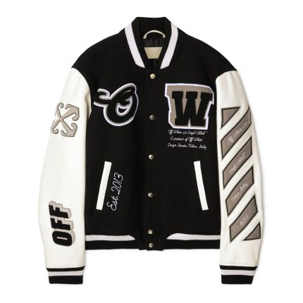 Off White Wool Varsity Jacket