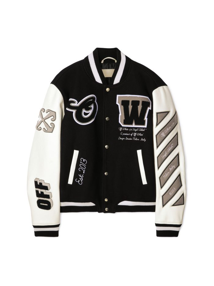 Off White Wool Varsity Jacket