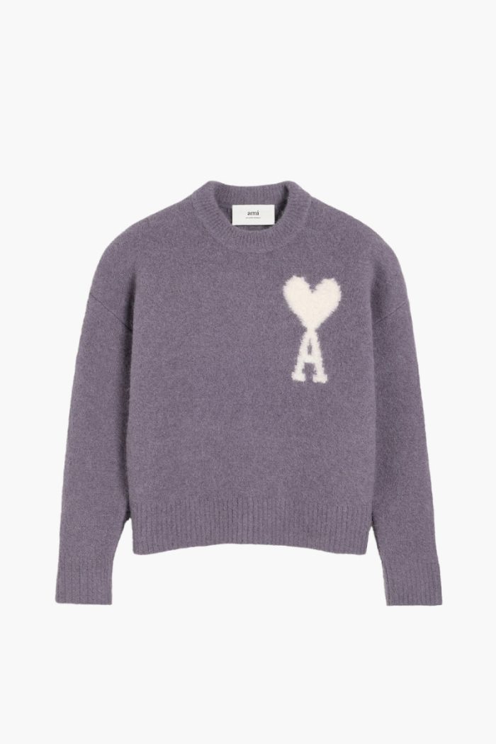 Pull Col Rond Ami de Coeur Lilac