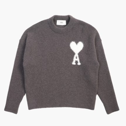 Pull col rond ami de coeur Dark grey