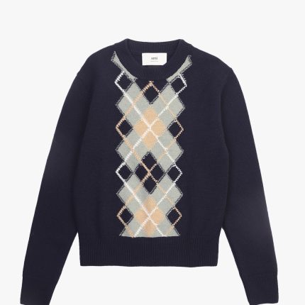Pull col rond argyle Navy