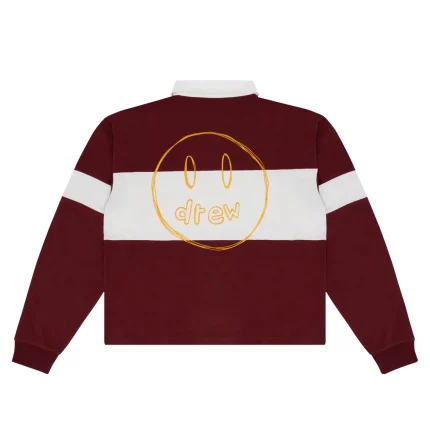Drew House Sketch Mascot Rugby Shirt Burgundy/off White