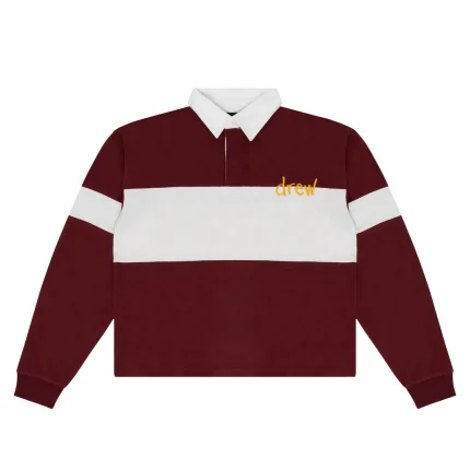 Drew House Sketch Mascot Rugby Shirt Burgundy/off White