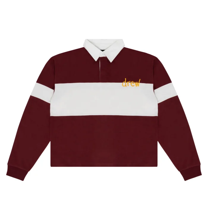 Drew House Sketch Mascot Rugby Shirt Burgundy/off White