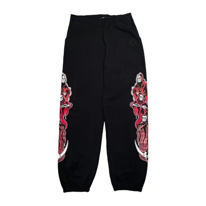 Three Reaper Sweatpants Black Red