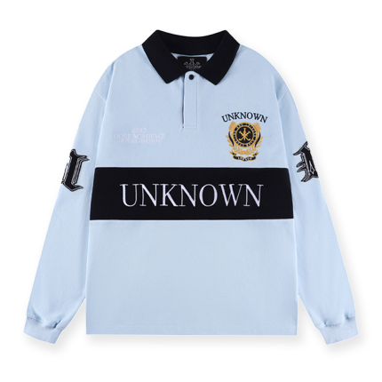 Unknown Academy LS Polo Hoodie – Baby Blue
