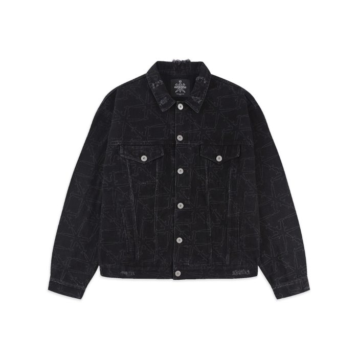 Unknown Monogram Denim Jacket – Black