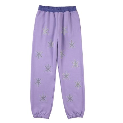 Unknown Reign rhinestone joggers – Purple