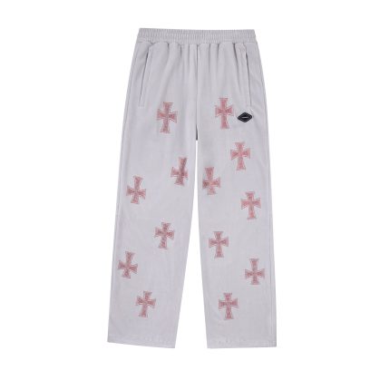 Unknown Rhinestone Velour Pants – Grey