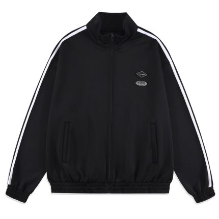 Unknown Stripe Track Top – Black