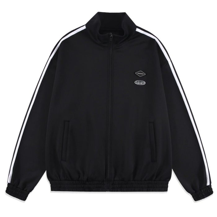 Unknown Stripe Track Top – Black