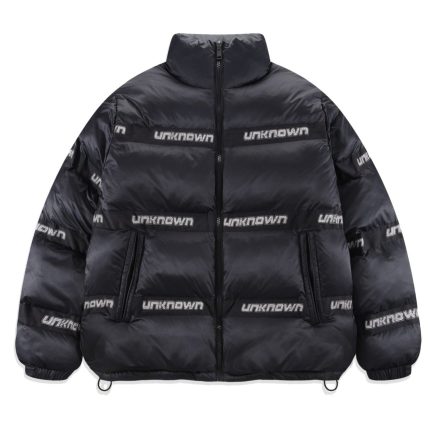 Unknown Studded Puffer Jacket – Black