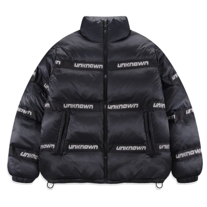 Unknown Studded Puffer Jacket – Black
