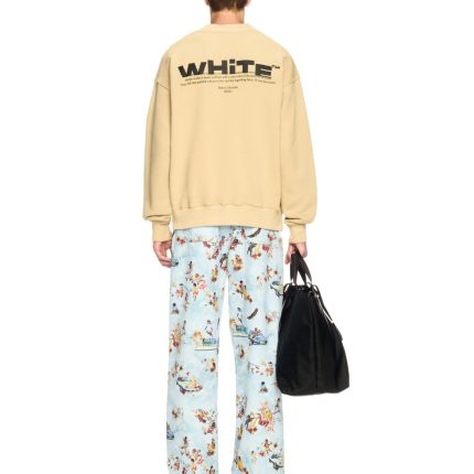 beige off split sweatshirt