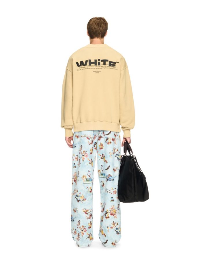 beige off split sweatshirt