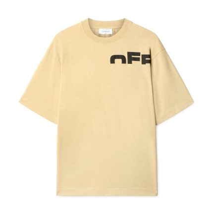 beige off split t-shirt