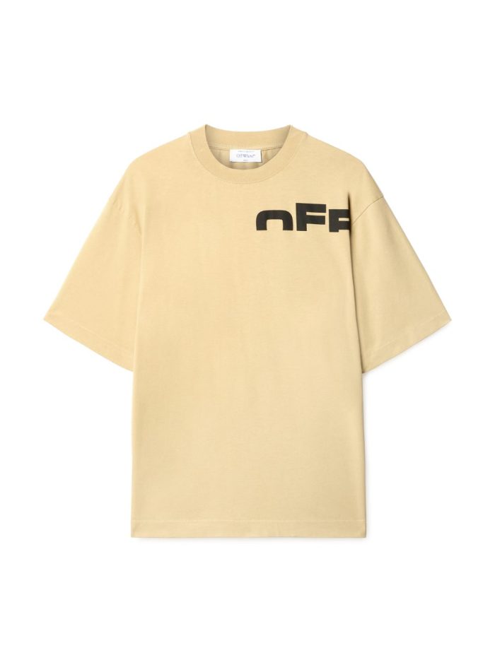 beige off split t-shirt
