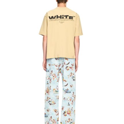 beige off split t-shirt