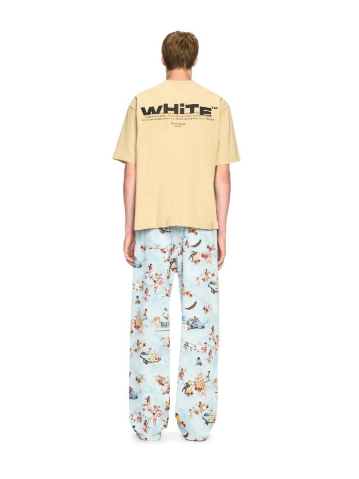 beige off split t-shirt