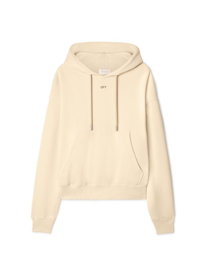 beige off stamp skate hoodie