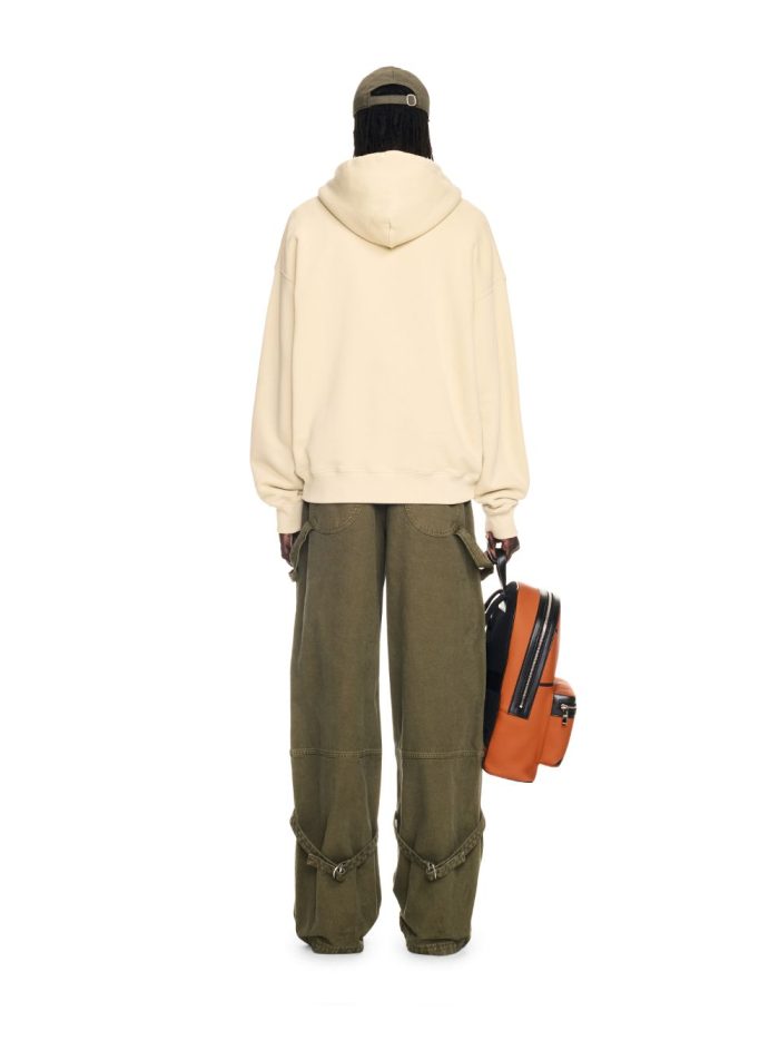 beige off stamp skate hoodie