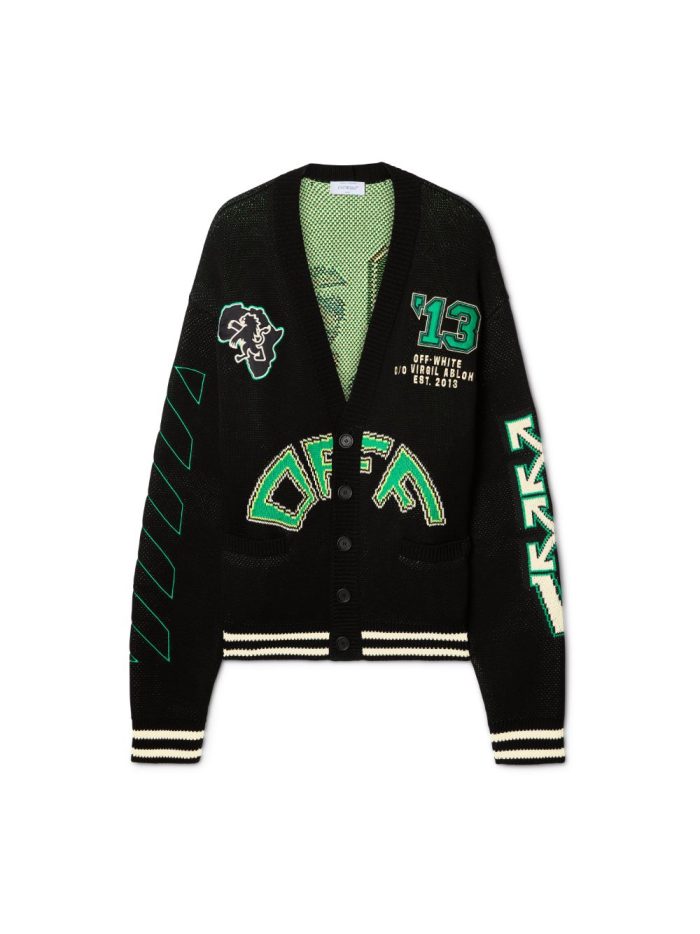 black crocodile varsity cardigan