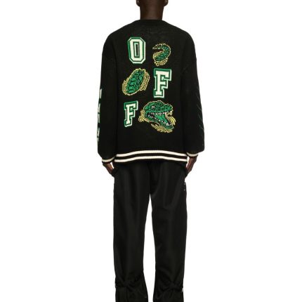 black crocodile varsity cardigan