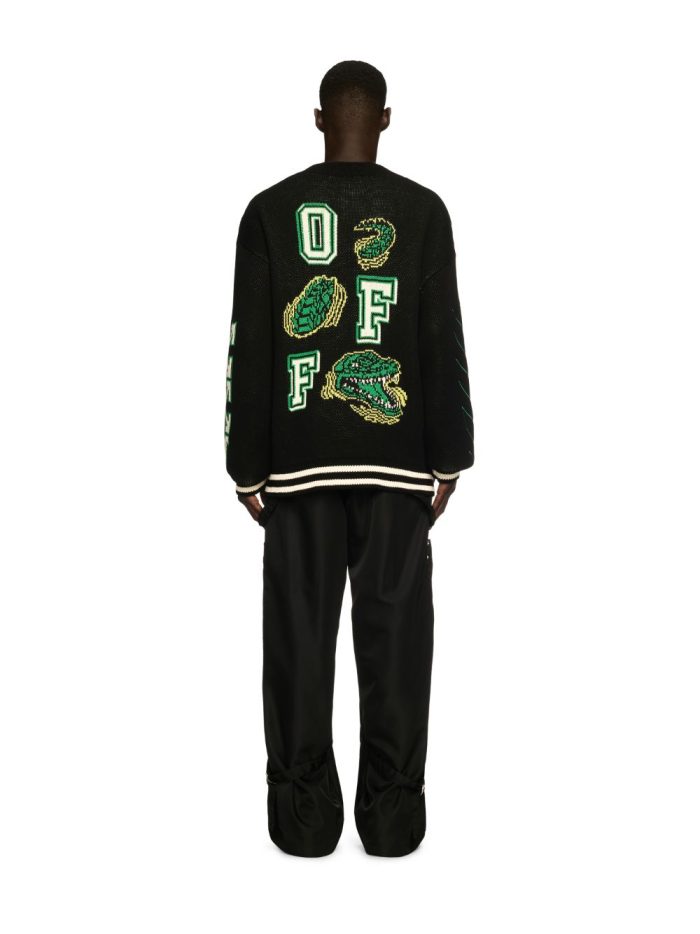 black crocodile varsity cardigan