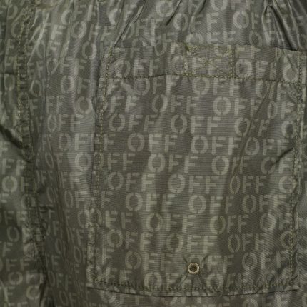 military green off stamp allover swimshorts