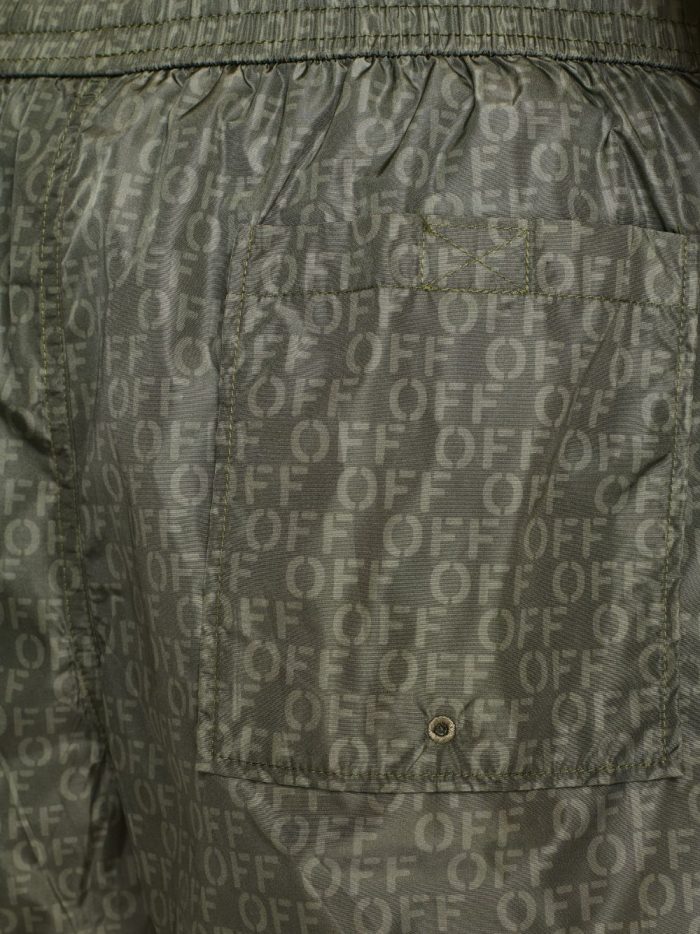 military green off stamp allover swimshorts
