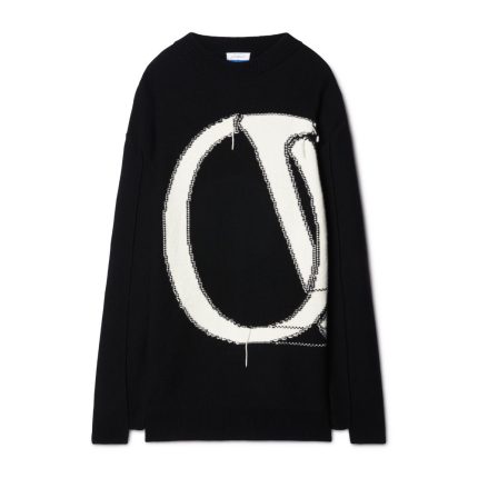 ow maxi logo knit crewneck
