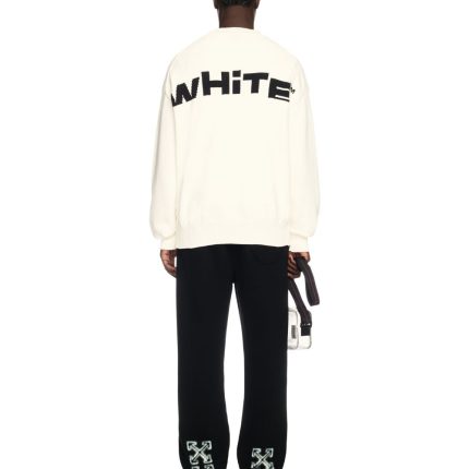 white off split knit sweater