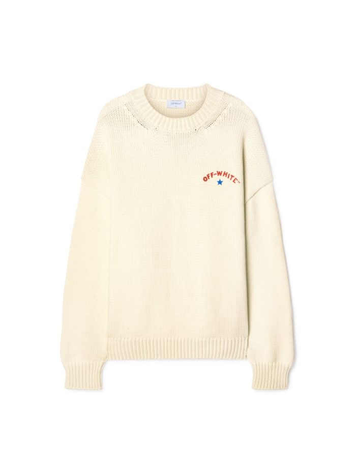 white starry arrow knit sweater