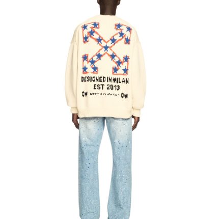 white starry arrow knit sweater