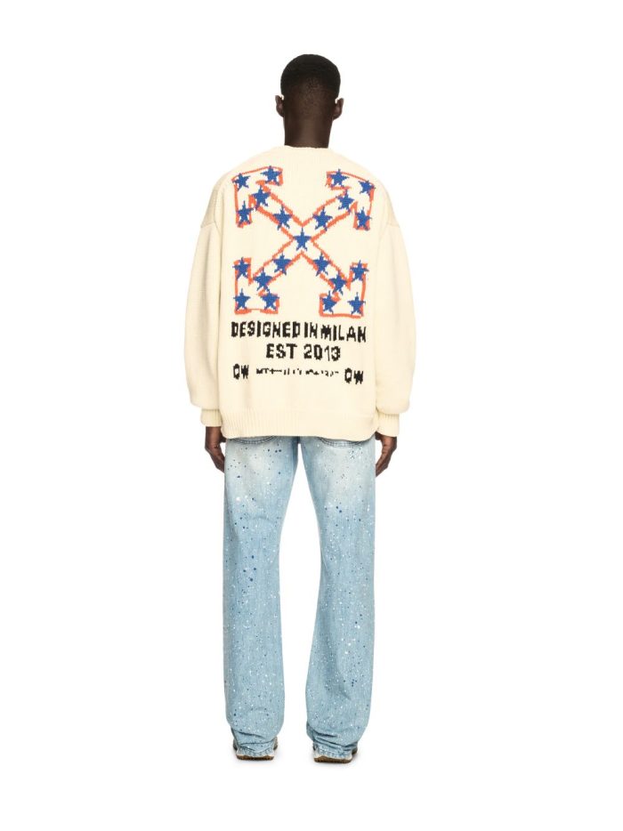 white starry arrow knit sweater